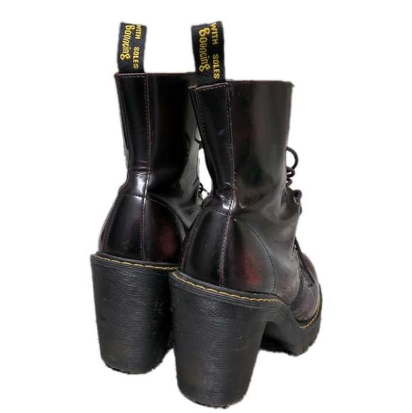 Dr Martens Kendra Cherry Red Arcadia Genuine Leather Heeled Boots Sz 10 - Picture 7 of 10